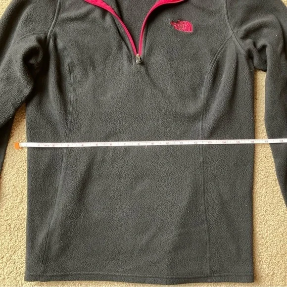 The North Face Light Fleece Quarter Zip Black Pink Sz Small Lounge Camp - Picture 3 of 5